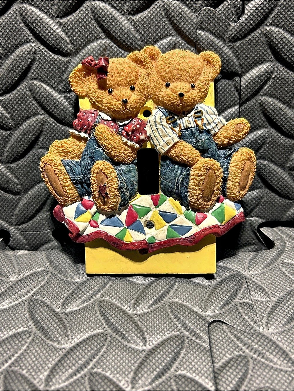 Vintage Teddy Bear Blue Jean Light Switch Cover